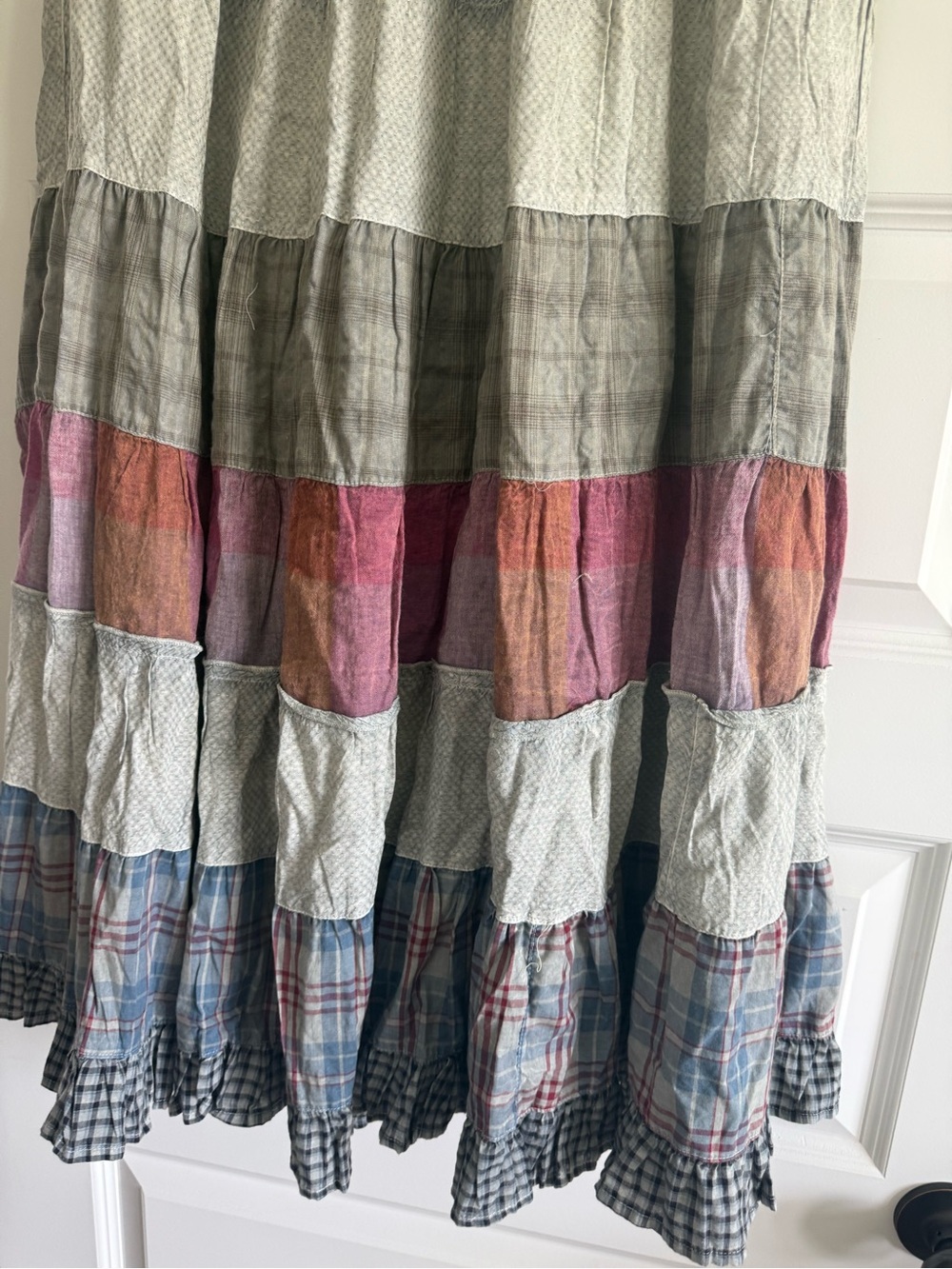 Young Threads Vintage Boho Vibes Plaid Crinkled Tiered Maxi Skirt NWT - Picture 9 of 14
